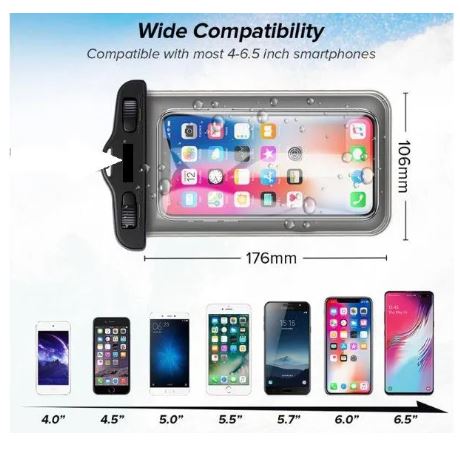 Underwater Waterproof Rainproof Mobile Case PVC Bag Transparent Touch Screen Premium Cell Phone Pouch Cover For Travel Hiking Rainy Season Monsoon